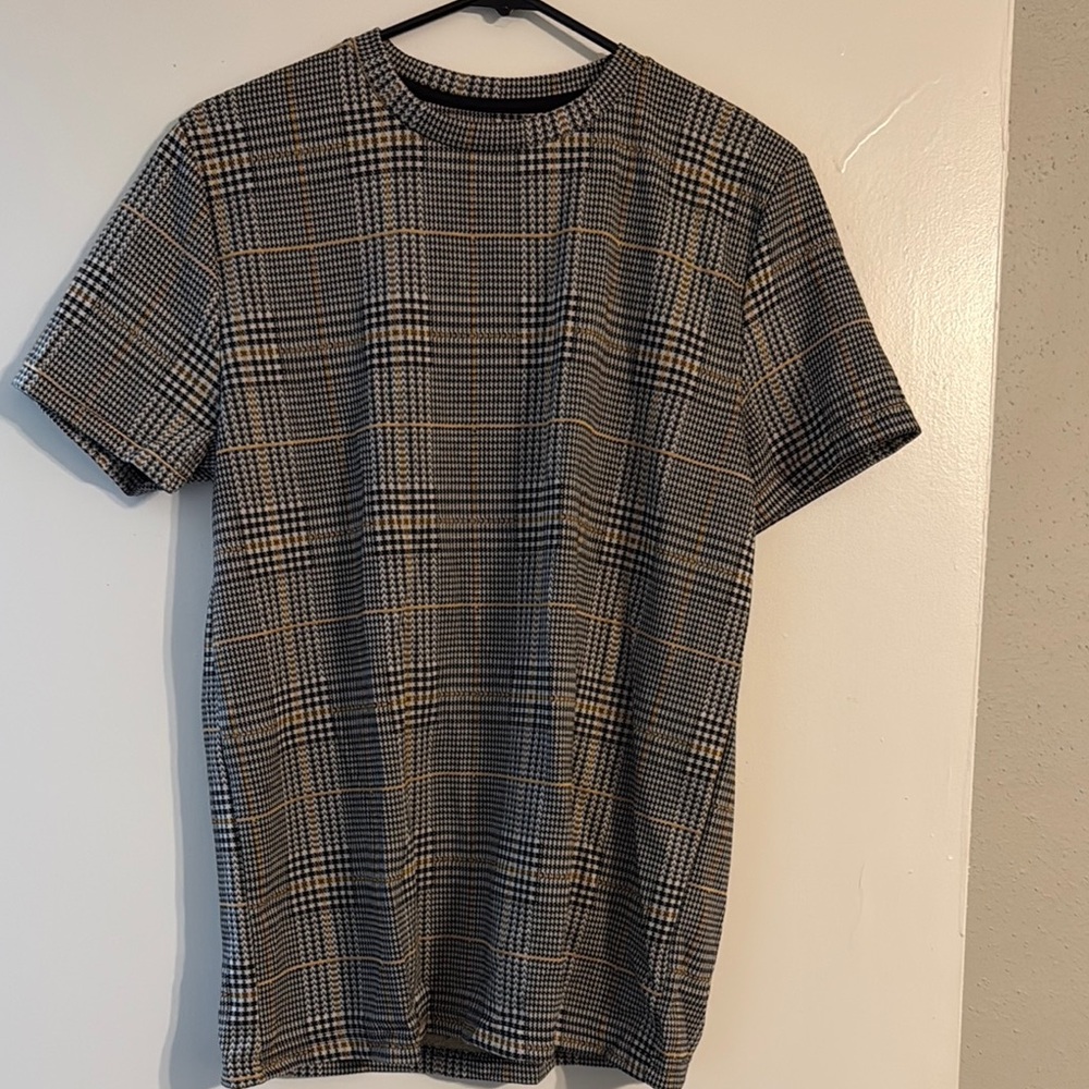 Boohoo Black and White Plaid Short Sleeve Tee